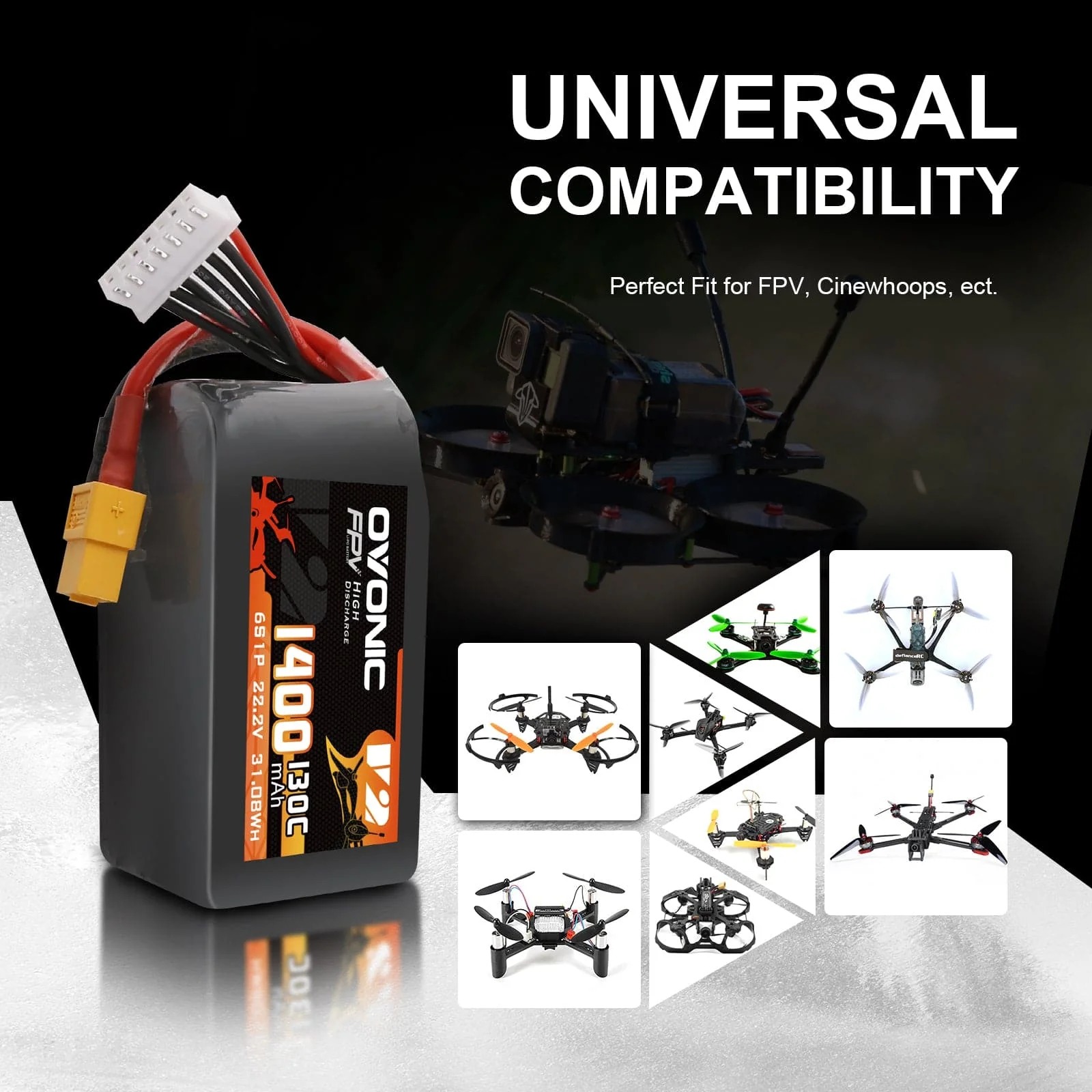 Ovonic 6S 1400mAh 130C LiPo Ba - Drone Battery Bag recension och pris