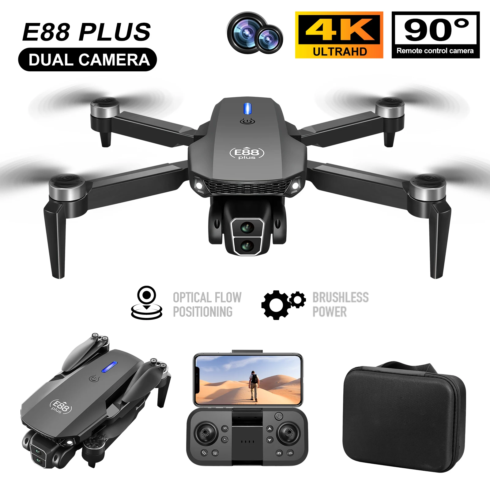 New E88 Plus Quadcopter Drone: - Drone Battery Case recension och pris